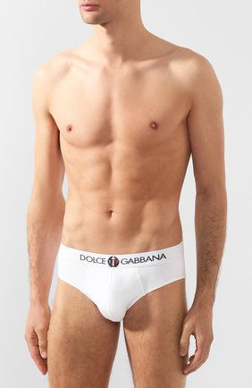 Мужские хлопковые брифы DOLCE & GABBANA белого цвета по цене 3565 руб., арт. N3A01J/FUECG | Фото 2 Мужские хлопковые брифы DOLCE & GABBANA белого цвета, арт. N3A01J/FUECG | Фото 2