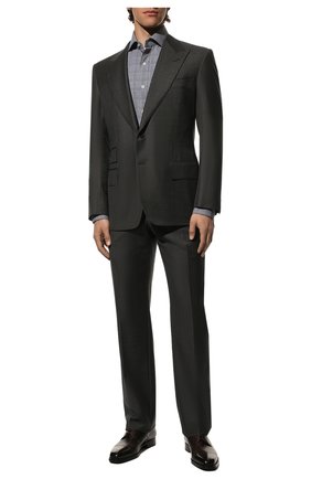 Мужская хлопковая сорочка TOM FORD черно-белого цвета по цене 59200 руб., арт. 4FT181/94C1AX | Фото 2 Мужская хлопковая сорочка TOM FORD черно-белого цвета, арт. 4FT181/94C1AX | Фото 2 (Материал внешний: Хлопок; Рукава: Длинные; Длина (для топов): Стандартные; Статус проверки: Проверено, Проверена категория; Случай: Формальный; Воротник: Кент; Манжеты: На пуговицах; Принт: Клетка)