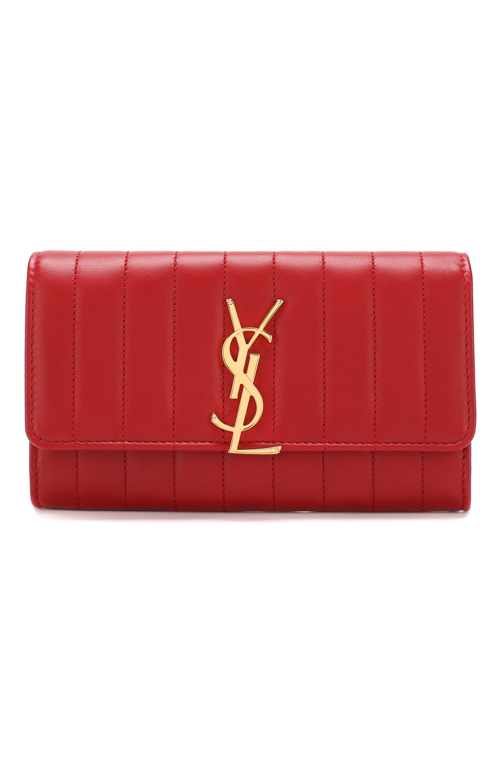 Кожаный кошелек Vicky с клапаном Saint Laurent красного цвета | Фото №1