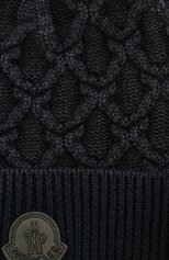 Мужская шерстяная шапка фактурной вязки MONCLER темно-синего цвета, арт. D2-091-99213-00-969AW | Фото 3 (Материал: Текстиль, Шерсть; Кросс-КТ: Трикотаж)