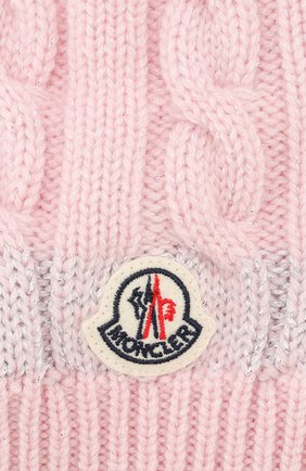 Детского кашемировая шапка MONCLER ENFANT розового цвета по цене 19300 руб., арт. D2-954-99217-05-999DY | Фото 3 Детского кашемировая шапка MONCLER ENFANT розового цвета, арт. D2-954-99217-05-999DY | Фото 3