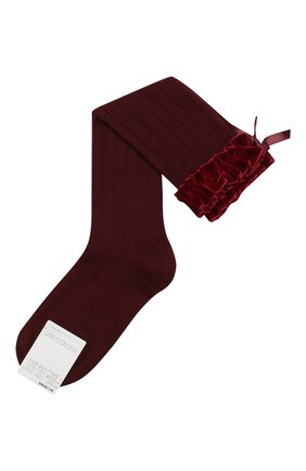 Детские хлопковые гольфы с декором La Perla бордового цвета, арт. 48466H/9-12 в ЦУМ | Фото №1 Детские хлопковые гольфы с декором La Perla бордового цвета | Фото №1