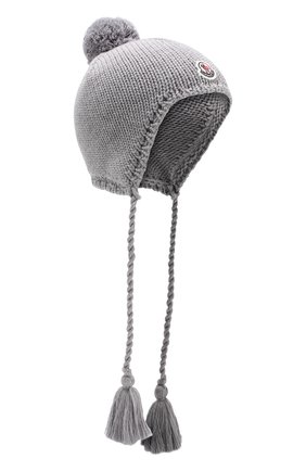 Шерстяная шапка с кисточками Moncler Enfant серого цвета, арт. D2-954-99203-05-979CG в ЦУМ | Фото №1 Шерстяная шапка с кисточками Moncler Enfant серого цвета | Фото №1