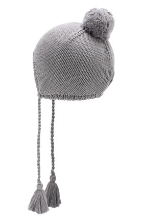 Шерстяная шапка с кисточками Moncler Enfant серого цвета, арт. D2-954-99203-05-979CG в ЦУМ | Фото №2 Шерстяная шапка с кисточками Moncler Enfant серого цвета | Фото №2