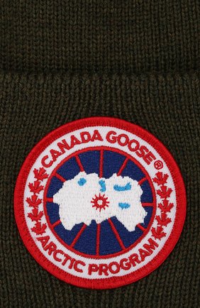 Шерстяная вязаная шапка с логотипом бренда Canada Goose, хаки цвета, арт. 6936L в ЦУМ | Фото №3 Шерстяная вязаная шапка с логотипом бренда Canada Goose хаки цвета | Фото №3