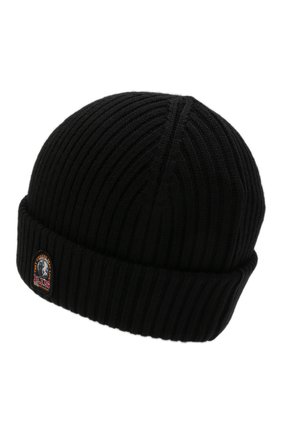 Мужская шерстяная шапка PARAJUMPERS черного цвета по цене 6240 руб., арт. HA02/RIB HAT | Фото 2 Мужская шерстяная шапка PARAJUMPERS черного цвета, арт. HA02/RIB HAT | Фото 2