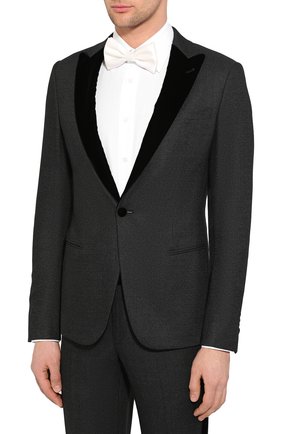 Мужской смокинг из смеси шерсти и шелка с остроконечными лацканами GIORGIO ARMANI темно-серого цвета по цене 221500 руб., арт. 8WGAS006/T004A | Фото 2 Мужской смокинг из смеси шерсти и шелка с остроконечными лацканами GIORGIO ARMANI темно-серого цвета, арт. 8WGAS006/T004A | Фото 2