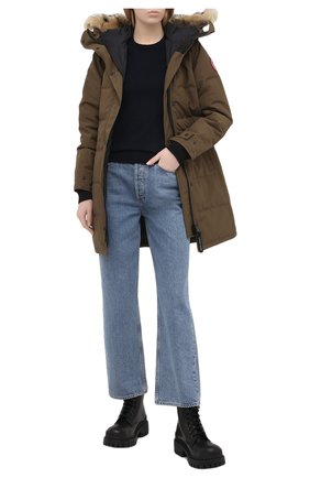 Женский пуховик shelburne CANADA GOOSE хаки цвета по цене 106500 руб., арт. 3802L | Фото 2 Женский пуховик shelburne CANADA GOOSE хаки цвета, арт. 3802L | Фото 2