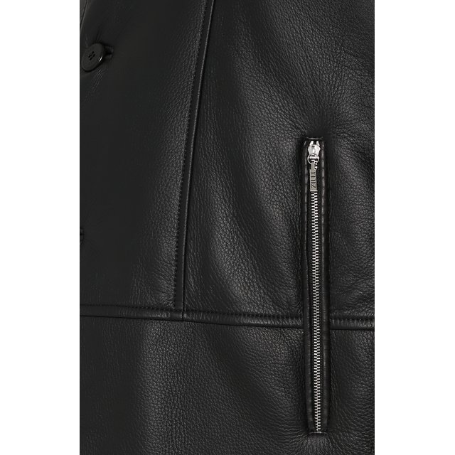 фото Кожаная куртка на пуговицах с текстильными рукавами и подстежкой zilli