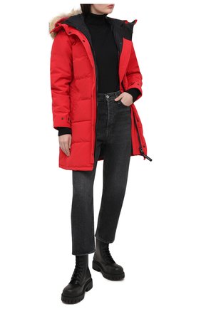Женский пуховик shelburne CANADA GOOSE красного цвета по цене 106500 руб., арт. 3802L | Фото 2 Женский пуховик shelburne CANADA GOOSE красного цвета, арт. 3802L | Фото 2