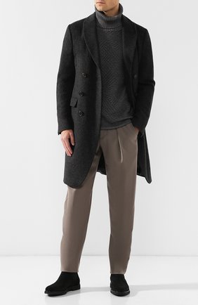 Мужские шерстяные брюки GIORGIO ARMANI бежевого цвета, арт. 8WGPP01F/T004K | Фото 2 (Длина (брюки, джинсы): Стандартные; Материал внешний: Шерсть; Статус проверки: Проверено, Проверена категория; Случай: Повседневный)