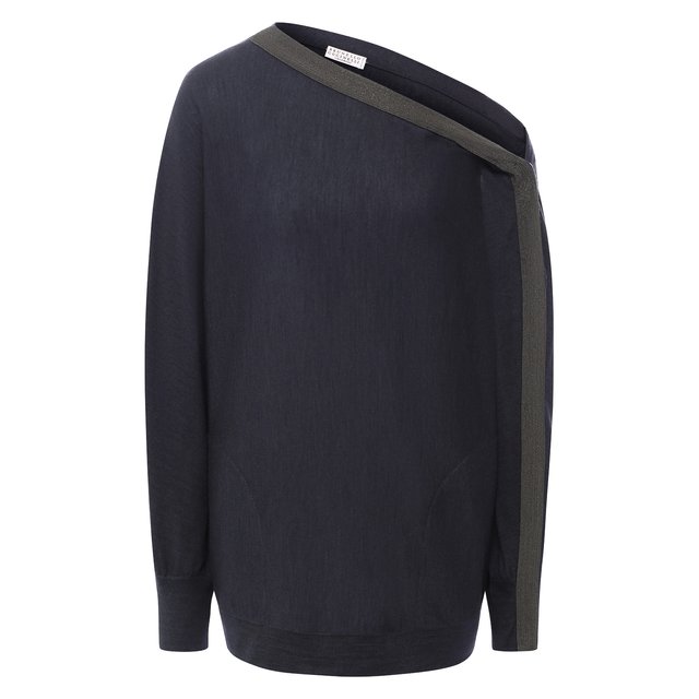 фото Пуловер из смеси кашемира и шелка с открытым плечом brunello cucinelli