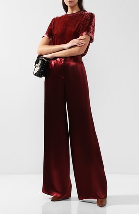 Женские однотонные брюки свободного кроя BOTTEGA VENETA бордового цвета по цене 128000 руб., арт. 528462/VES90 | Фото 2 Женские однотонные брюки свободного кроя BOTTEGA VENETA бордового цвета, арт. 528462/VES90 | Фото 2 (Длина (брюки, джинсы): Удлиненные; Статус проверки: Проверена категория, Проверено; Материал внешний: Вискоза, Синтетический материал; Женское Кросс-КТ: Брюки-одежда)
