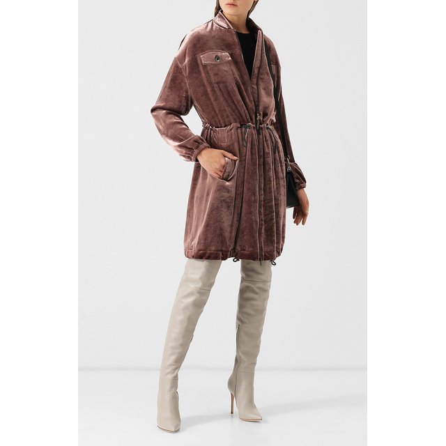 фото Однотонное пальто из смеси вискозы и шелка brunello cucinelli