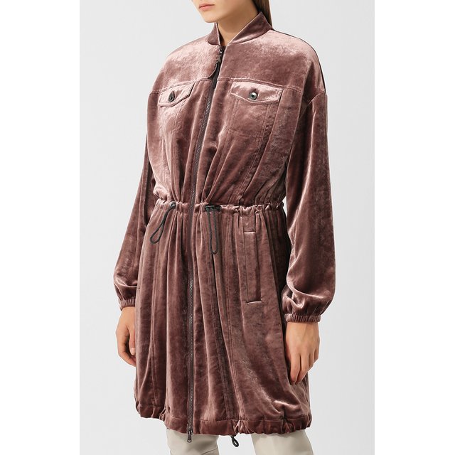 фото Однотонное пальто из смеси вискозы и шелка brunello cucinelli