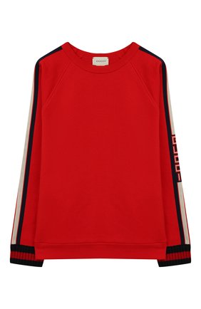 Детский хлопковый свитшот с отделкой GUCCI красного цвета по цене 17600 руб., арт. 520748/X9L52 | Фото 1 Детский хлопковый свитшот с отделкой GUCCI красного цвета, арт. 520748/X9L52 | Фото 1