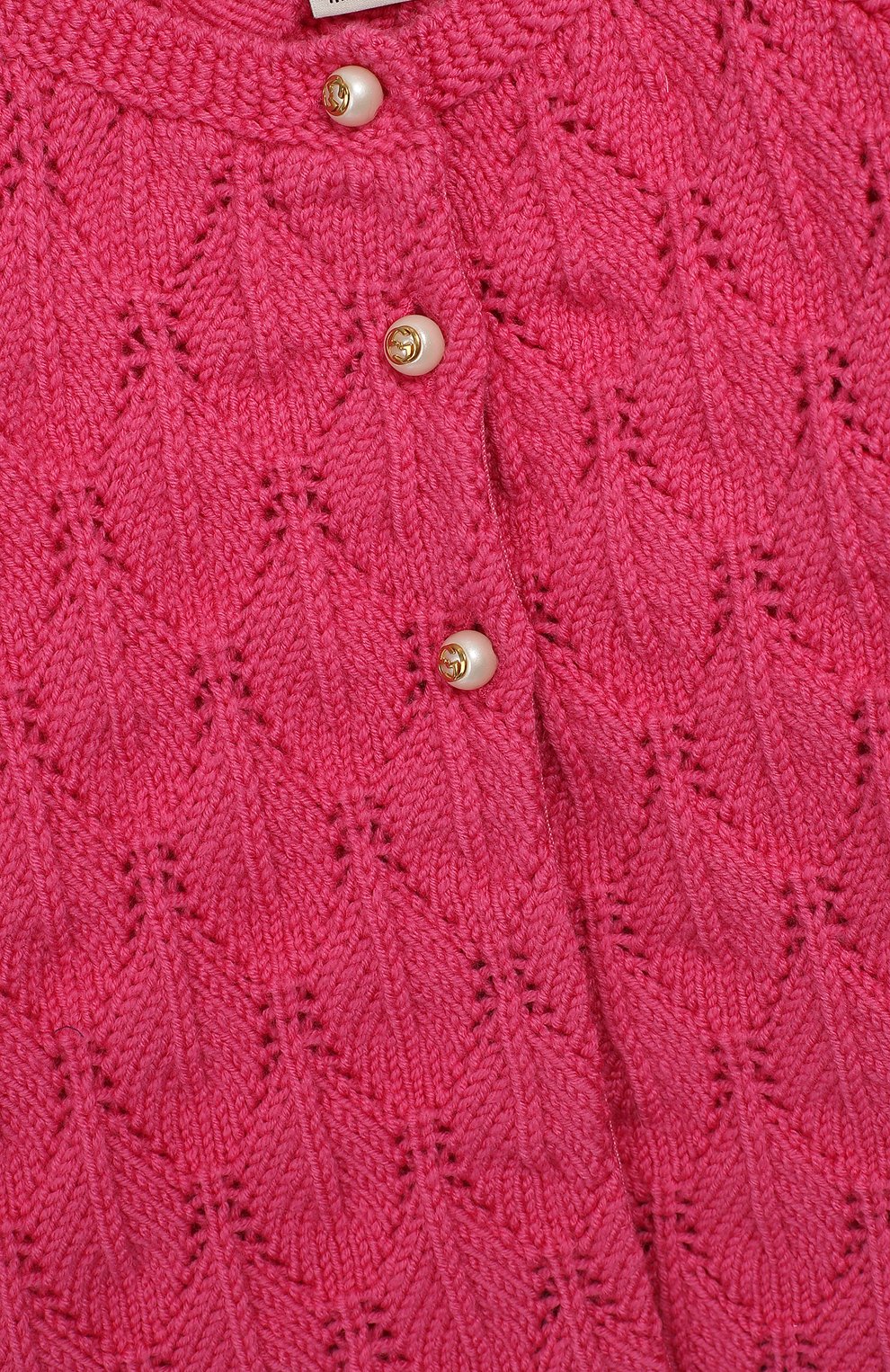 Детский шерстяной кардиган фактурной вязки GUCCI розового цвета, арт. 519630/X1641 | Фото 3 (Кросс-КТ НВ: Кардиганы; Статус проверки: Проверено, Проверена категория)
