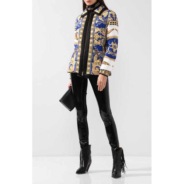 фото Стеганая куртка с принтом и воротником-стойкой versace