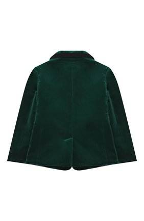 Детский бархатный пиджак с отделкой GUCCI зеленого цвета, арт. 516386/XBE24 | Фото 2 (Материал внешний: Хлопок; Рукава: Длинные; Статус проверки: Проверена категория, Проверено; Кросс-КТ: пиджак)