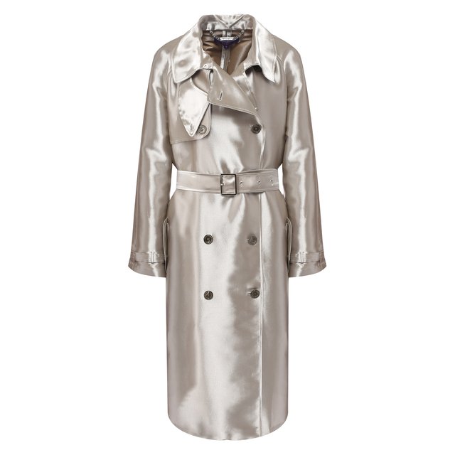 Двубортное пальто из смеси вискозы и шелка с поясом Ralph Lauren