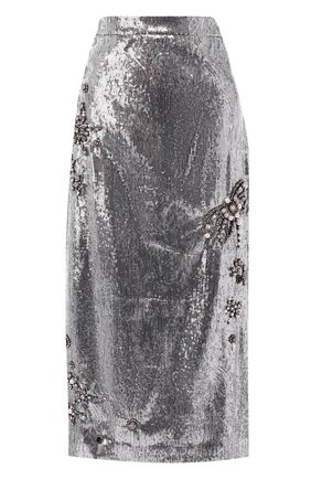 Женская серебряная юбка-миди с пайетками Erdem, арт. AW18_4343SES купить в ЦУМ | Фото №1 Юбка-миди с пайетками Erdem серебряная | Фото №1