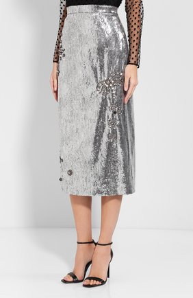 Женская серебряная юбка-миди с пайетками Erdem, арт. AW18_4343SES купить в ЦУМ | Фото №3 Юбка-миди с пайетками Erdem серебряная | Фото №3