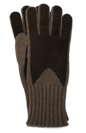 Мужские кашемировые перчатки с отделкой из кожи LORO PIANA коричневого цвета, арт. FAG4631 | Фото 1 (Материал: Шерсть, Кашемир, Текстиль; Кросс-КТ: Трикотаж; Статус проверки: Проверена категория)