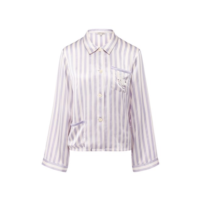 Шелковая блуза в полоску Morgan Lane сиреневого цвета