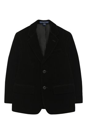 Детский хлопковый пиджак на двух пуговицах POLO RALPH LAUREN черного цвета, арт. 351720202 | Фото 1 (Рукава: Длинные; Статус проверки: Проверена категория, Проверено; Материал внешний: Хлопок; Кросс-КТ: пиджак)