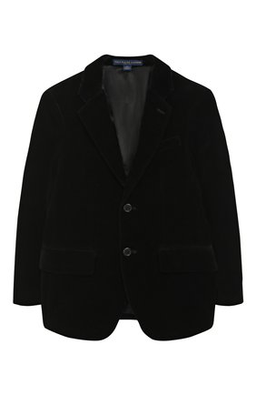 Детский хлопковый пиджак на двух пуговицах POLO RALPH LAUREN черного цвета, арт. 352720202 | Фото 1 (Статус проверки: Проверена категория, Проверено; Материал внешний: Хлопок; Рукава: Длинные; Кросс-КТ: пиджак)
