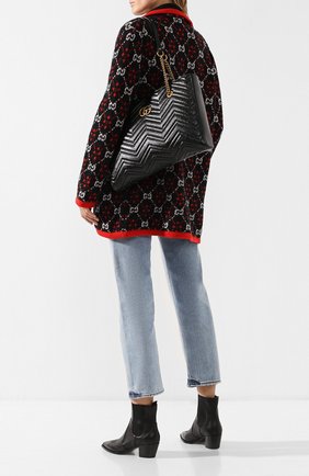 Женская сумка-тоут gg marmont GUCCI черная цвета, арт. 524578/00LAT купить в ЦУМ | Фото №2 Сумка-тоут GG Marmont Gucci черная цвета | Фото №2