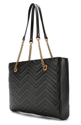 Женская сумка-тоут gg marmont GUCCI черная цвета, арт. 524578/00LAT купить в ЦУМ | Фото №3 Сумка-тоут GG Marmont Gucci черная цвета | Фото №3