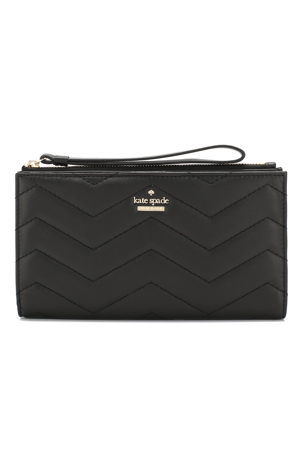Кожаный кошелек с отделениями для кредитных карт Kate Spade New York черного цвета | Фото №1