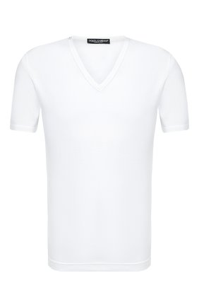 Мужская хлопковая футболка DOLCE & GABBANA белого цвета, арт. G8HL7T/FU7EQ | Фото 1 (Принт: Без принта; Рукава: Короткие; Длина (для топов): Стандартные; Региональные ограничения белый список (Axapta Mercury): RU; Мужское Кросс-КТ: Футболка-одежда; Материал внешний: Хлопок; Стили: Кэжуэл; Статус проверки: Проверена категория)
