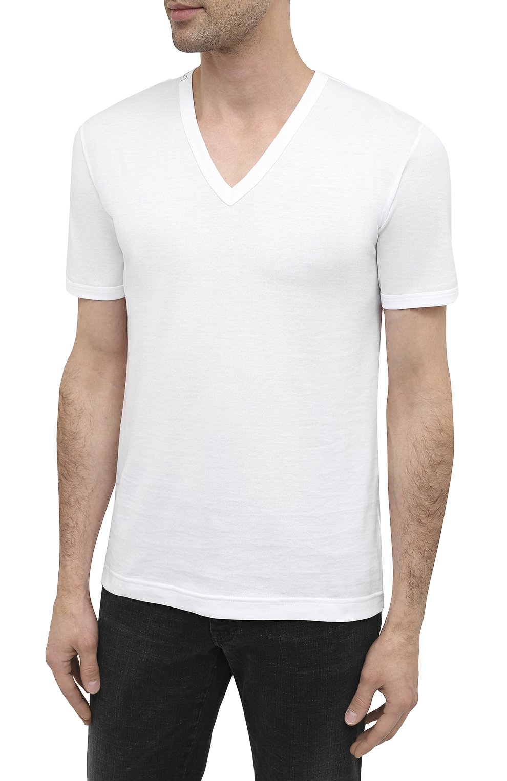 Мужская хлопковая футболка DOLCE & GABBANA белого цвета, арт. G8HL7T/FU7EQ | Фото 3 (Принт: Без принта; Рукава: Короткие; Длина (для топов): Стандартные; Региональные ограничения белый список (Axapta Mercury): RU; Мужское Кросс-КТ: Футболка-одежда; Материал внешний: Хлопок; Стили: Кэжуэл; Статус проверки: Проверена категория)