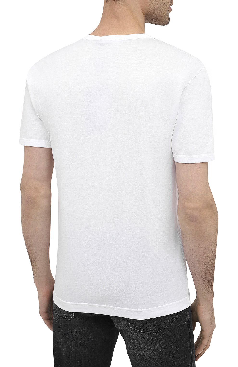 Мужская хлопковая футболка DOLCE & GABBANA белого цвета, арт. G8HL7T/FU7EQ | Фото 4 (Принт: Без принта; Рукава: Короткие; Длина (для топов): Стандартные; Региональные ограничения белый список (Axapta Mercury): RU; Мужское Кросс-КТ: Футболка-одежда; Материал внешний: Хлопок; Стили: Кэжуэл; Статус проверки: Проверена категория)