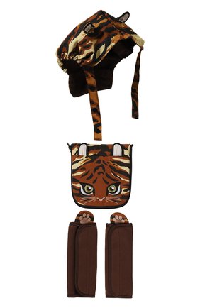 Детского комплект декоративных накладок на рюкзак-переноску DOLCE & GABBANA коричневого цвета, арт. LCJA09/G7QUA | Фото 1 (Материал: Текстиль, Хлопок; Статус проверки: Проверено, Проверена категория)