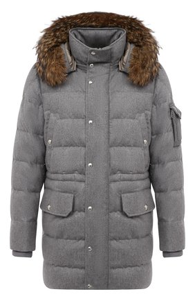 Мужская утепленная парка на молнии с капюшоном MONCLER серого цвета по цене 350000 руб., арт. D2-091-42387-20-549TT | Фото 1 Мужская утепленная парка на молнии с капюшоном MONCLER серого цвета, арт. D2-091-42387-20-549TT | Фото 1 (Материал внешний: Шерсть; Материал подклада: Синтетический материал; Мужское Кросс-КТ: Верхняя одежда, шерсть и кашемир; Рукава: Длинные; Длина (верхняя одежда): До середины бедра; Кросс-КТ: Куртка)