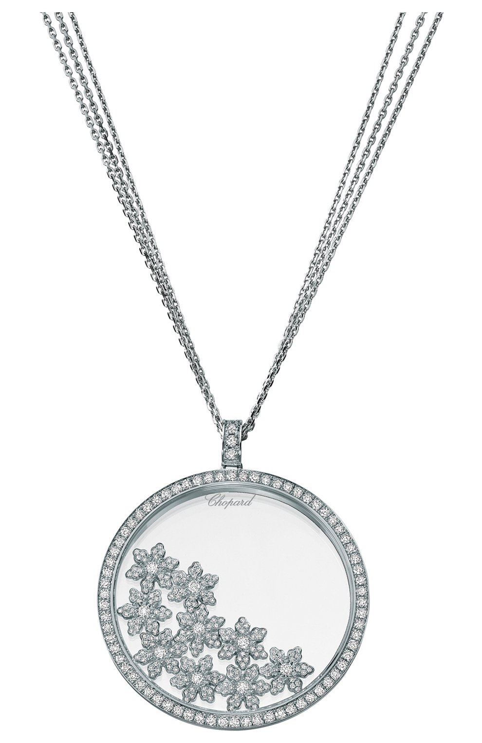 Женские кулон CHOPARD бесцветного цвета, арт. 795759-1003 | Фото 1 (Материал сплава: Белое золото; Драгоценные камни: Бриллианты; Статус проверки: Проверена категория)