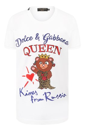 Женская хлопковая футболка с принтом DOLCE & GABBANA белого цвета по цене 25950 руб., арт. I8334W/HH7MY | Фото 1 Женская хлопковая футболка с принтом DOLCE & GABBANA белого цвета, арт. I8334W/HH7MY | Фото 1