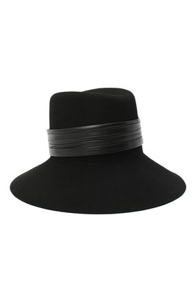 Женская фетровая шляпа SAINT LAURENT черного цвета, арт. 542391/3YB40 | Фото 1 (Статус проверки: Проверена категория, Проверено; Материал: Шерсть, Текстиль)