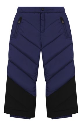 Детские утепленные брюки MONCLER ENFANT синего цвета, арт. D2-954-11028-85-5399E/4-6A | Фото 1 (Материал внешний: Синтетический материал; Кросс-КТ: Утепленный; Ростовка одежда: 4 года | 104 см, 5 лет | 110 см)