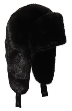 Мужская норковая шапка-ушанка KUSSENKOVV черного цвета, арт. 322800002227 | Фото 1 (Материал: Натуральный мех; Статус проверки: Проверено, Проверена категория)