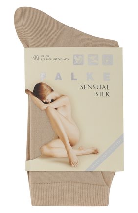 Женские носки sensual silk из смеси хлопка и шелка FALKE бежевого цвета по цене 2150 руб., арт. 46288_ | Фото 2 Женские носки sensual silk из смеси хлопка и шелка FALKE бежевого цвета, арт. 46288_ | Фото 2