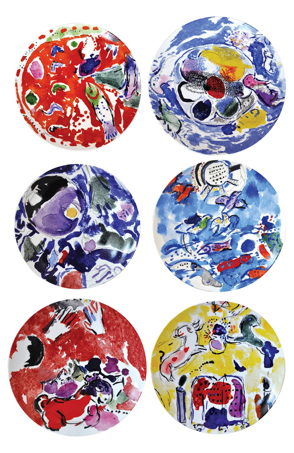 Мужского набор из 6-ти тарелок collection marc chagall BERNARDAUD разноцветного цвета, арт. 1168/21260-6-V2 | Фото 1