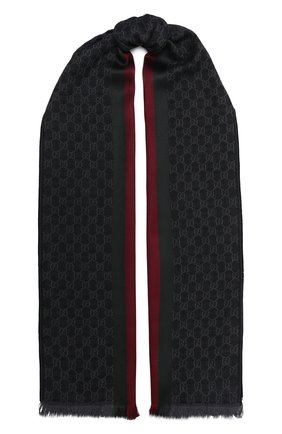 Мужской шарф из смеси шерсти и шелка GUCCI темно-серого цвета по цене 26500 руб., арт. 147351/4G704 | Фото 1 Мужской шарф из смеси шерсти и шелка GUCCI темно-серого цвета, арт. 147351/4G704 | Фото 1