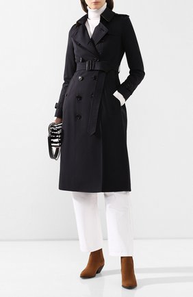 Женский хлопковый тренч chelsea BURBERRY темно-синего цвета по цене 145000 руб., арт. 4073379 | Фото 2 Женский хлопковый тренч chelsea BURBERRY темно-синего цвета, арт. 4073379 | Фото 2
