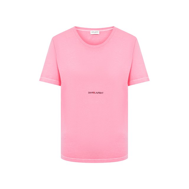 Хлопковая футболка Saint Laurent розового цвета