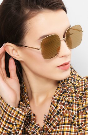 Женские золотые солнцезащитные очки Bottega Veneta, арт. BV0202 003 купить в ЦУМ | Фото №2 Солнцезащитные очки Bottega Veneta золотые | Фото №2