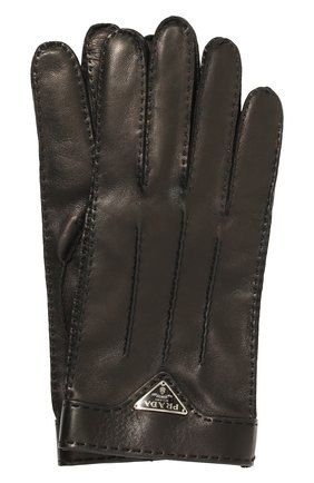 Мужские кожаные перчатки PRADA черного цвета, арт. 2GG003-38-F0002 | Фото 1 (Материал: Натуральная кожа; Мужское Кросс-КТ: Кожа и замша; Статус проверки: Проверена категория)